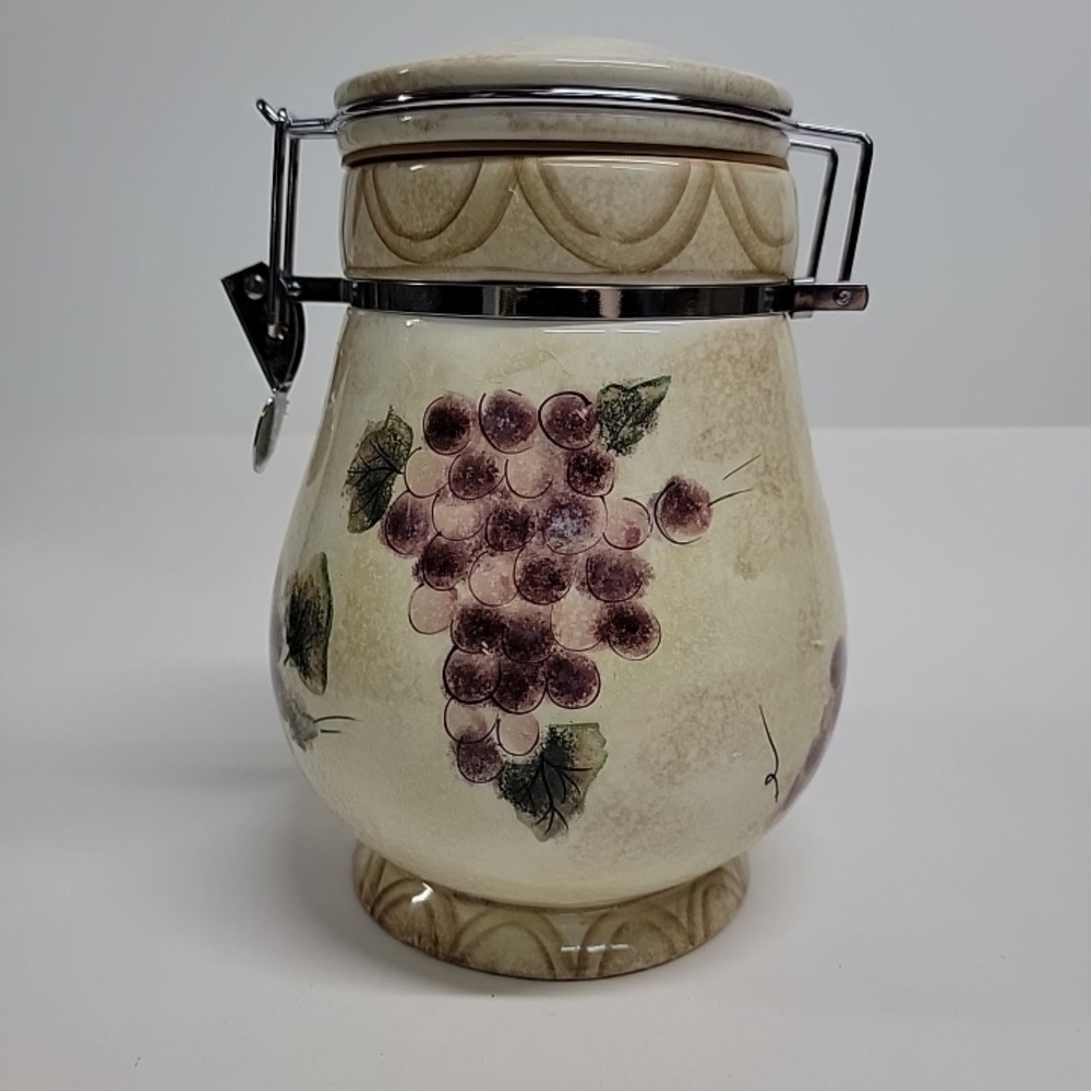 Oneida Hand-Painted Ceramic Canister with Floral Design